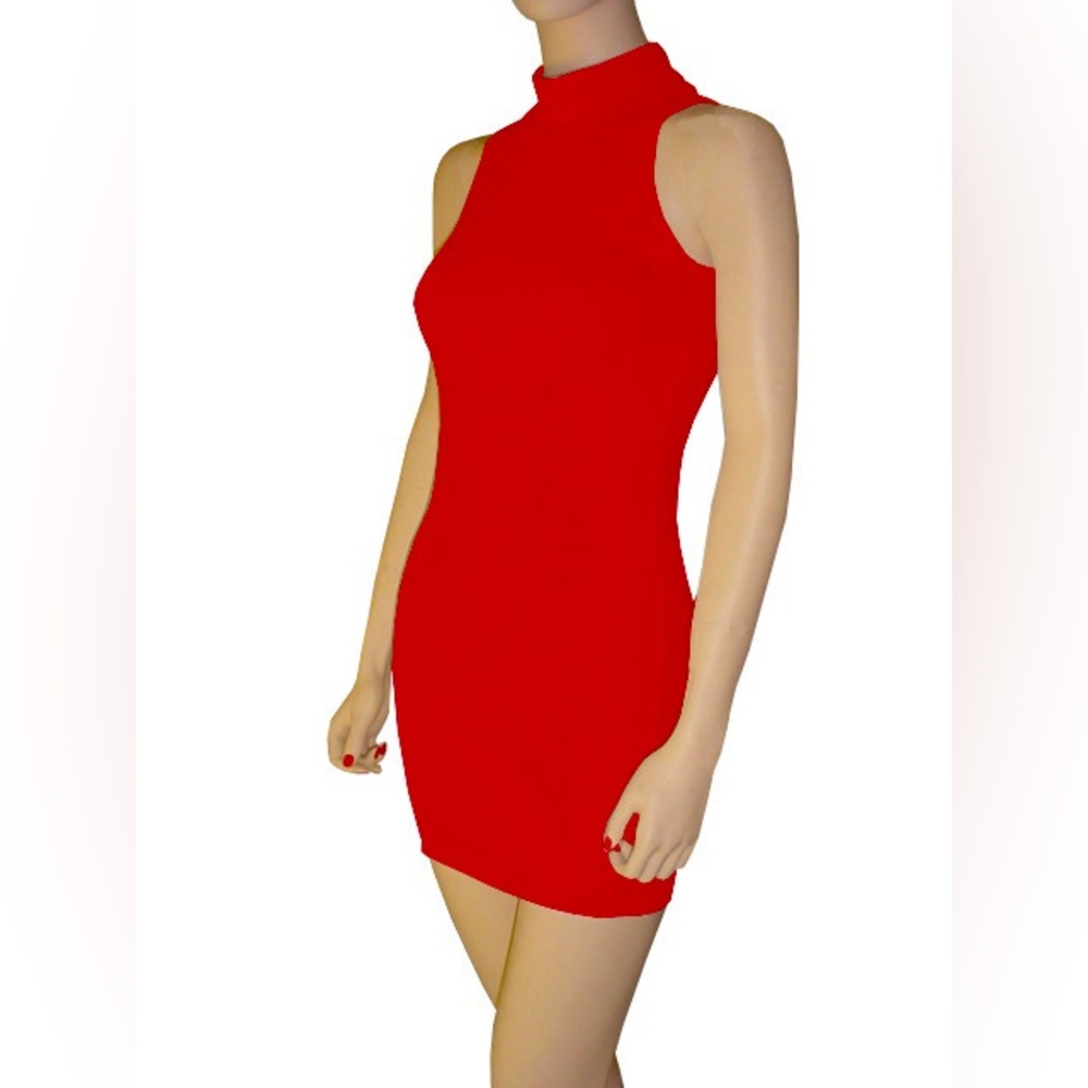 Sleeveless Turtleneck Mini Dress